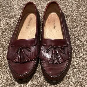 Santoni Burgundy Italian Tassel Loafers